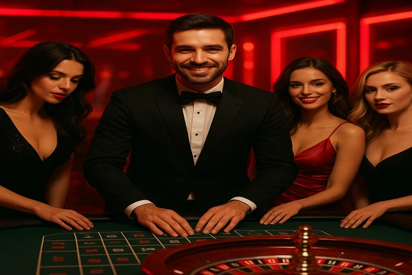 একজন পুরুষ অনলাইন গেমে জয় উদযাপন করছেন, চারপাশে গেমিং প্রতীকগুলো ভেসে বেড়াচ্ছে